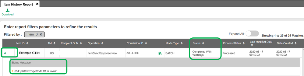 Item History Report with Completed with Warnings Error.png